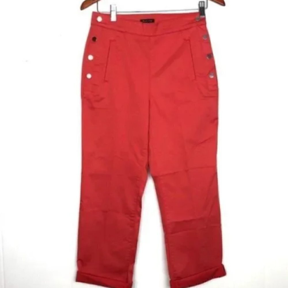 Massimo Dutti Coral Sailor Cropped Trousers Size 2 - Picture 3 of 7